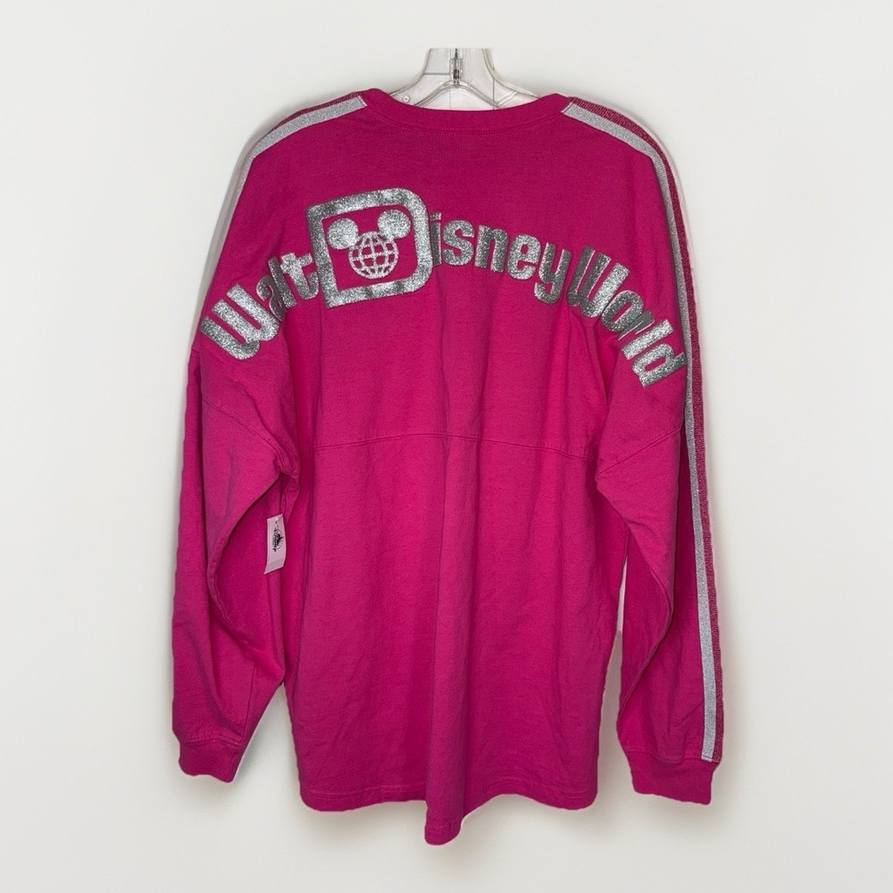 NWT Disney Parks Spirit Jersey Women's Large Pink Glitter Walt Disney World